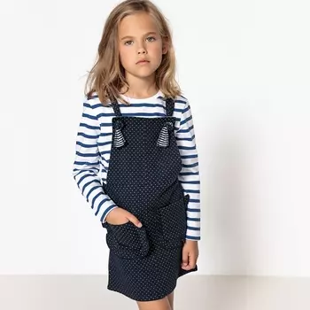 Комплект из футболки и платья в горошек, 3-12 лет
