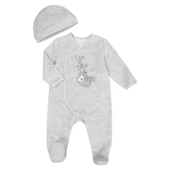 Комплект из пижамы и велюровой шапочки, 0-2 лет