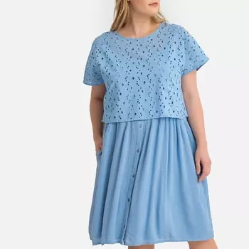 Комплект из платья на тонких бретелях и топа