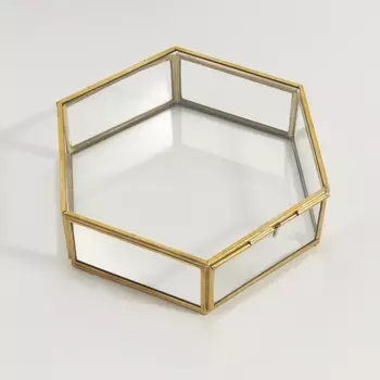 Коробка шестиугольная из стекла и латуни Uyova