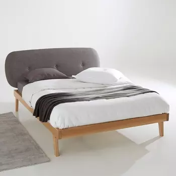 Кровать из массива ясеня и ткани + основа под матрас, Anda