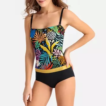 Купальник-бандо слитный с эффектом плоского живота