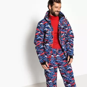 Куртка для сноубординга с рисунком, воротником-стойкой и капюшоном