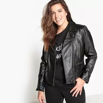 Куртка из кожи в рокерском стиле