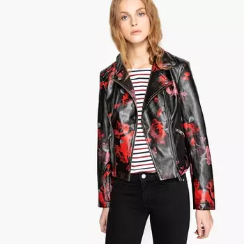 Куртка с рисунком в байкерском стиле из искусственной кожи