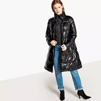 Куртка средней длины с застежкой на молнию, зимняя модель