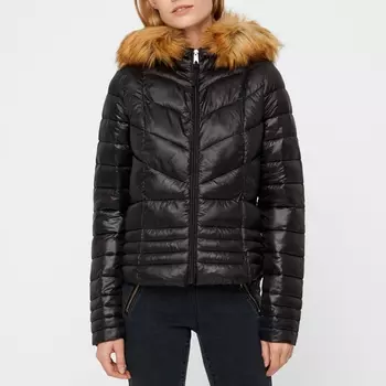 Куртка стеганая с капюшоном из искусственного меха