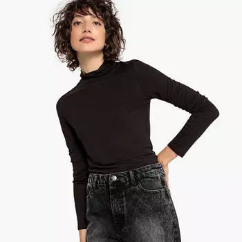 Лонгслив с воротником с отворотом