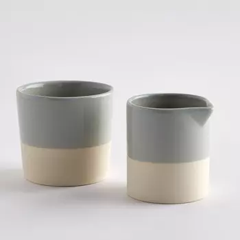 Набор из молочника и сахарницы из керамики, покрытой глазурью, дно из керамики без глазури, Warota