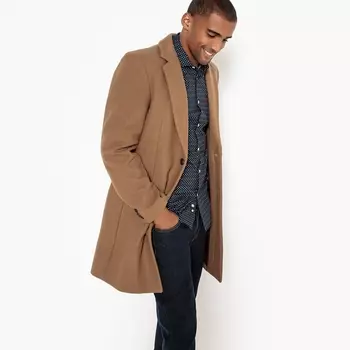 Пальто длинное из шерстяного драпа