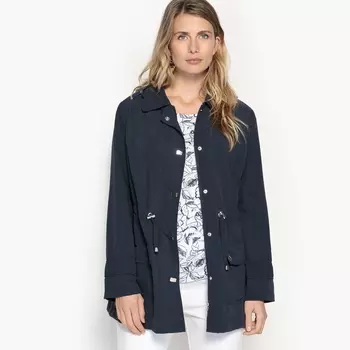 Пальто-парка однотонное с капюшоном