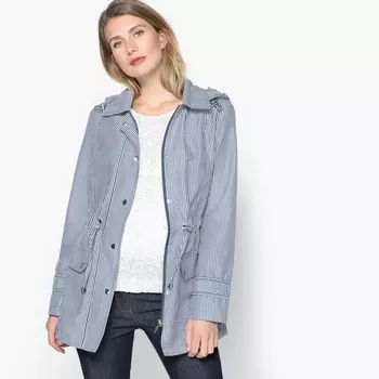 Пальто-парка в полоску с капюшоном