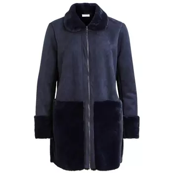 Пальто прямое с накладными карманами и воротником