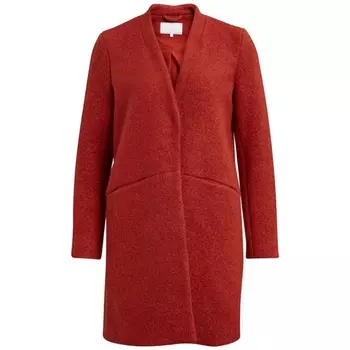 Пальто прямого покроя с V-образным вырезом