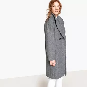 Пальто с воротником-стойкой из полушерстяной ткани