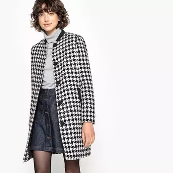 Пальто средней длины из полушерстяной ткани