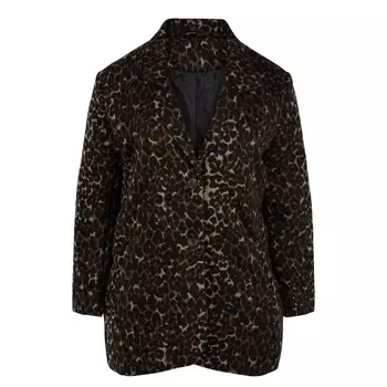 Пальто средней длины с леопардовым рисунком