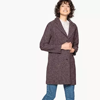 Пальто свободного покроя с зигзагообразным рисунком из полушерстяной ткани