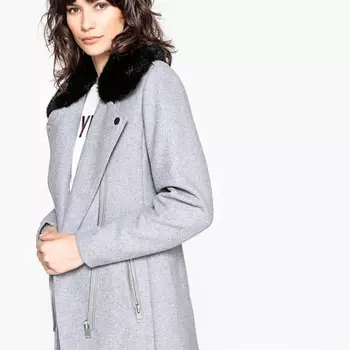 Пальто в байкерском стиле из полушерстяной ткани