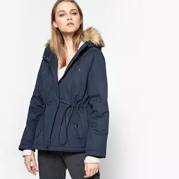 Парка с капюшоном и искусственным мехом