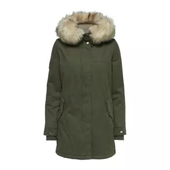 Парка со съемным капюшоном с оторочкой из искусственного меха