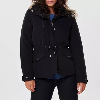 Парка средней длины из бархатистой ткани