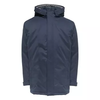 Парка средней длины с капюшоном, демисезонная модель