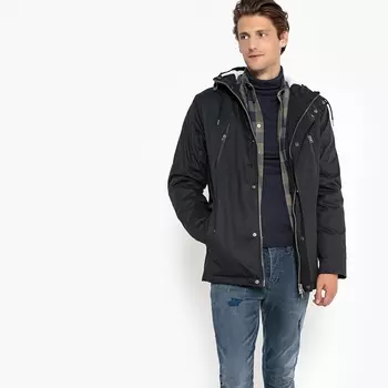 Парка средней длины с капюшоном на подкладке из шерпы