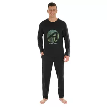 Пижама длинная из хлопка с круглым вырезом