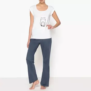 Пижама из хлопка с рисунком кошка