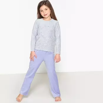 Пижама раздельная из велюра с принтом, 3-12 лет