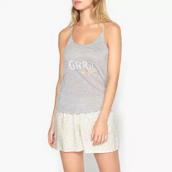 Пижама с шортами с рисунком на тонких перекрещивающихся бретелях