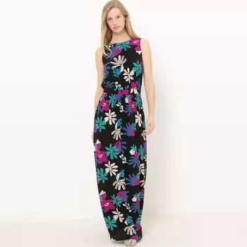 Платье длинное без рукавов с рисунком