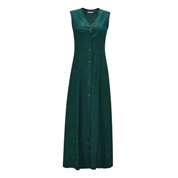 Платье длинное без рукавов с застежкой на пуговицы спереди
