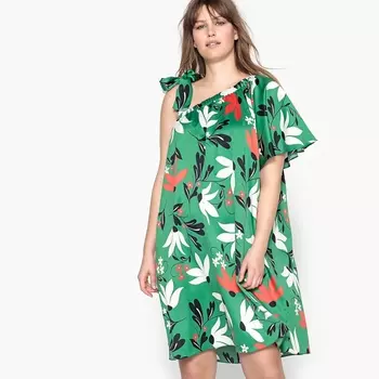 Платье длинное расклешенное с цветочным рисунком, без рукавов