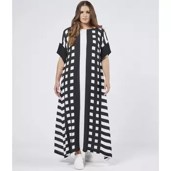 Платье длинное расклешенное с графическим рисунком