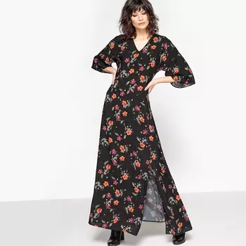 Платье длинное с цветочным рисунком