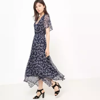 Платье длинное с рисунком из кашемира