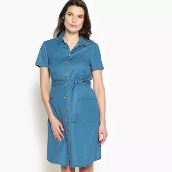 Платье для периода беременности из денима с поясом на талии