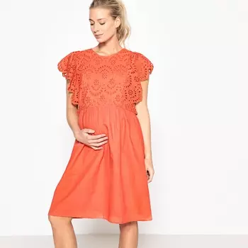 Платье для периода беременности с вышивкой спереди