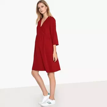 Платье для периода беременности с запахом и рукавами 3/4