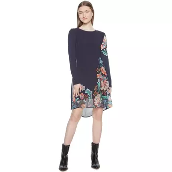 Платье из джерси с вуалью, с цветочным рисунком