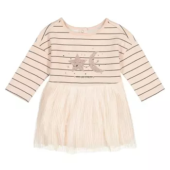 Платье из мольтона в полоску и тюля, 1 мес. - 3 года