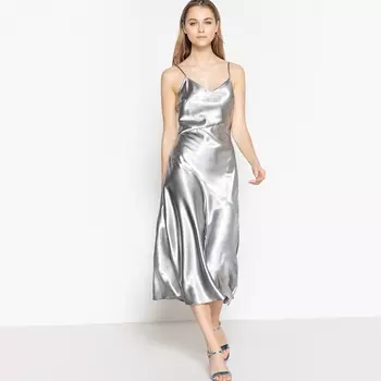 Платье из сатина с перекрещенными бретелями