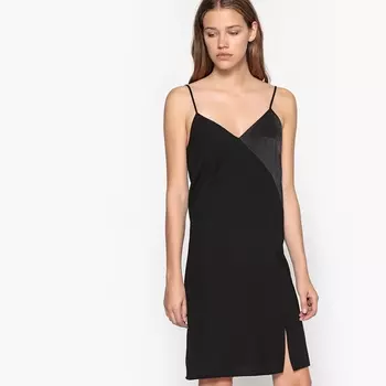 Платье-комбинация с разрезом и тонкими бретелями