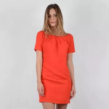 Платье короткое прямое однотонное с короткими рукавами