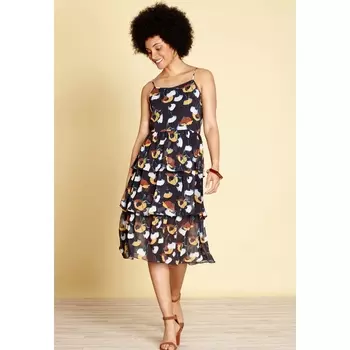 Платье короткое расклешенное с цветочным рисунком