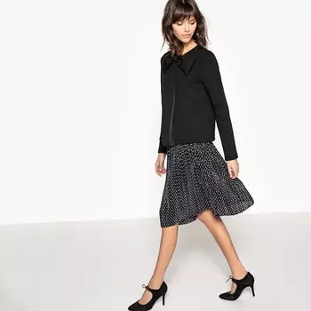 Платье короткое с плиссировкой, рисунком