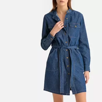 Платье-миди прямое с длинными рукавами