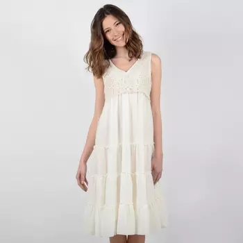 Платье-миди расклешенное однотонное, длина 3/4